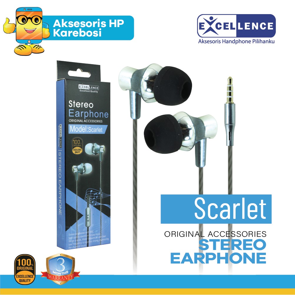 Handsfree Headset Excellence Scarlet Universal Earphone