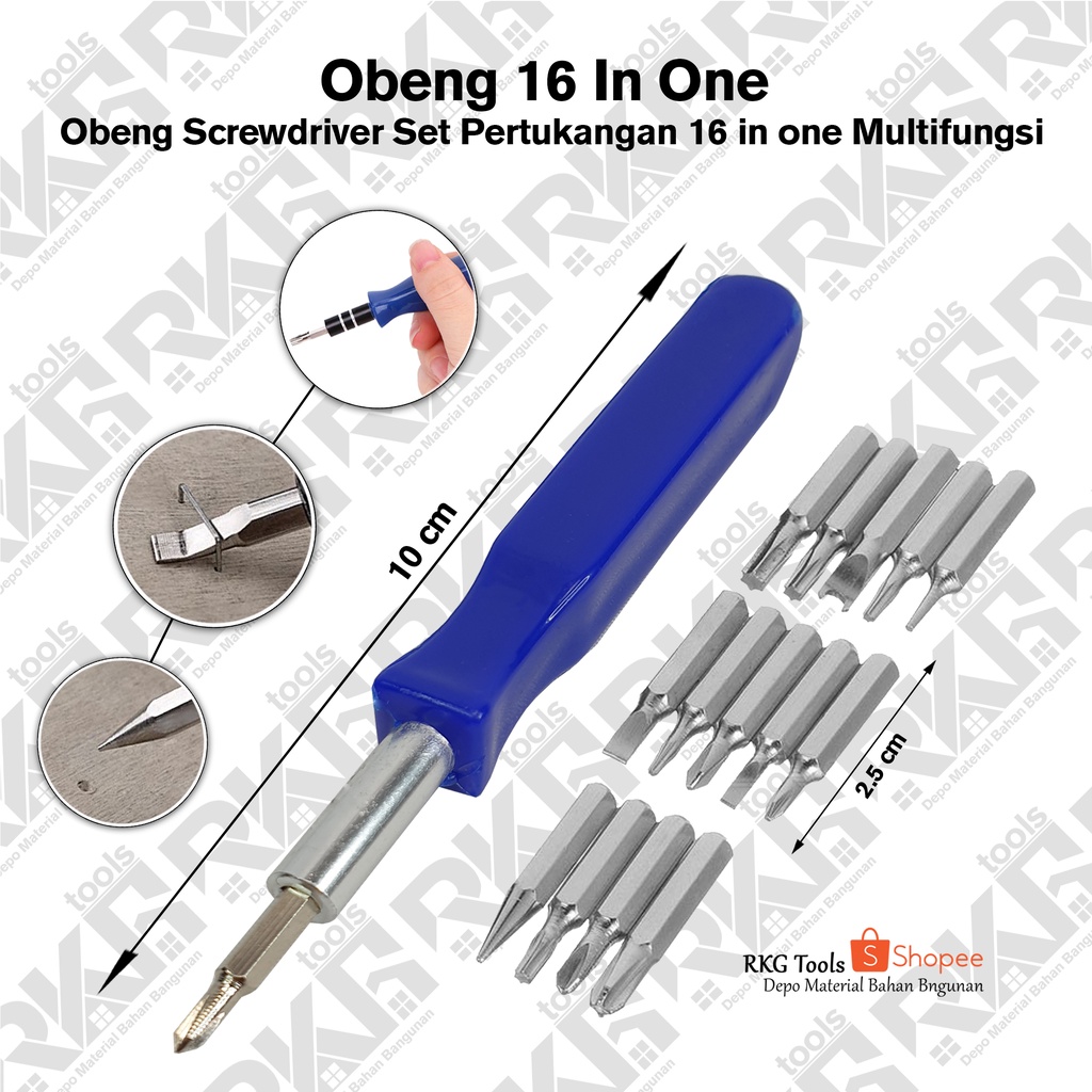 Obeng Set 16 in 1 Kotak Mini | Obeng Handphone Screwdriver I Obeng Set Multifungsi Serbaguna