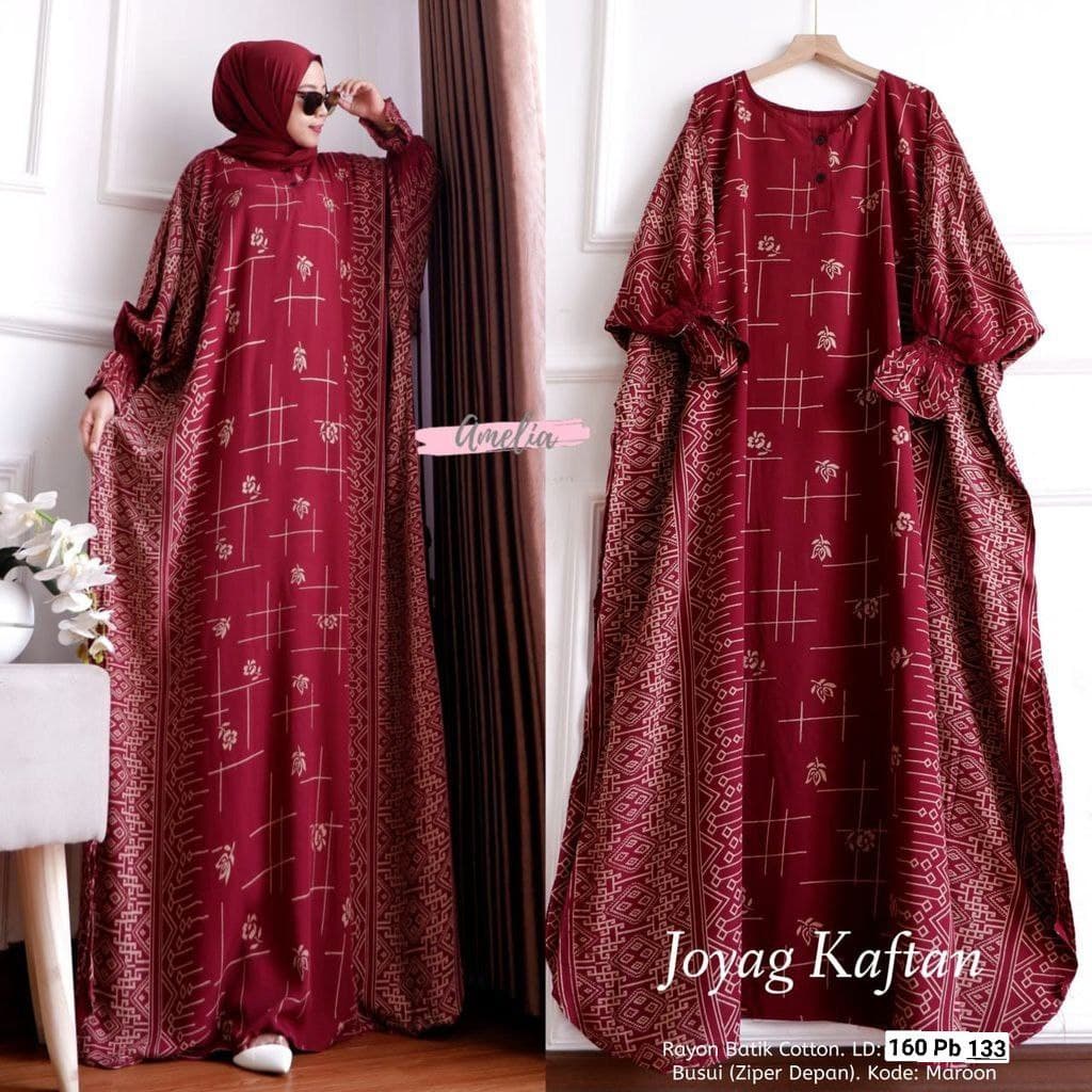 Joyag Home Kaftan Wanita Jumbo Rayon Premium Gamis Kaftan Batik Modern Kekininan Bigsize LD 150 cm