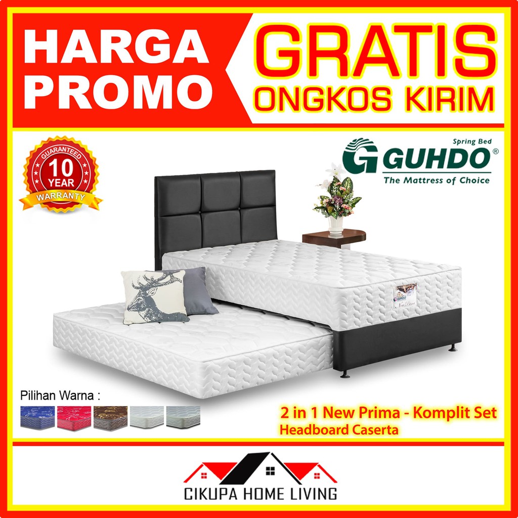 GUHDO 2in1 NEW PRIMA 90 100 120 140 160 180 SET KASUR SPRINGBED ATAS + SLIDING BED + HB CASERTA