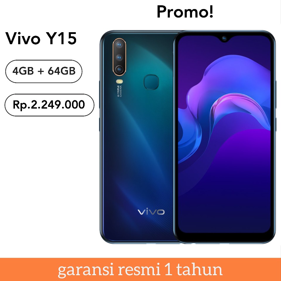 Vivo Y15 Ram 4/64GB New Garansi Resmi Vivo 1 Tahun