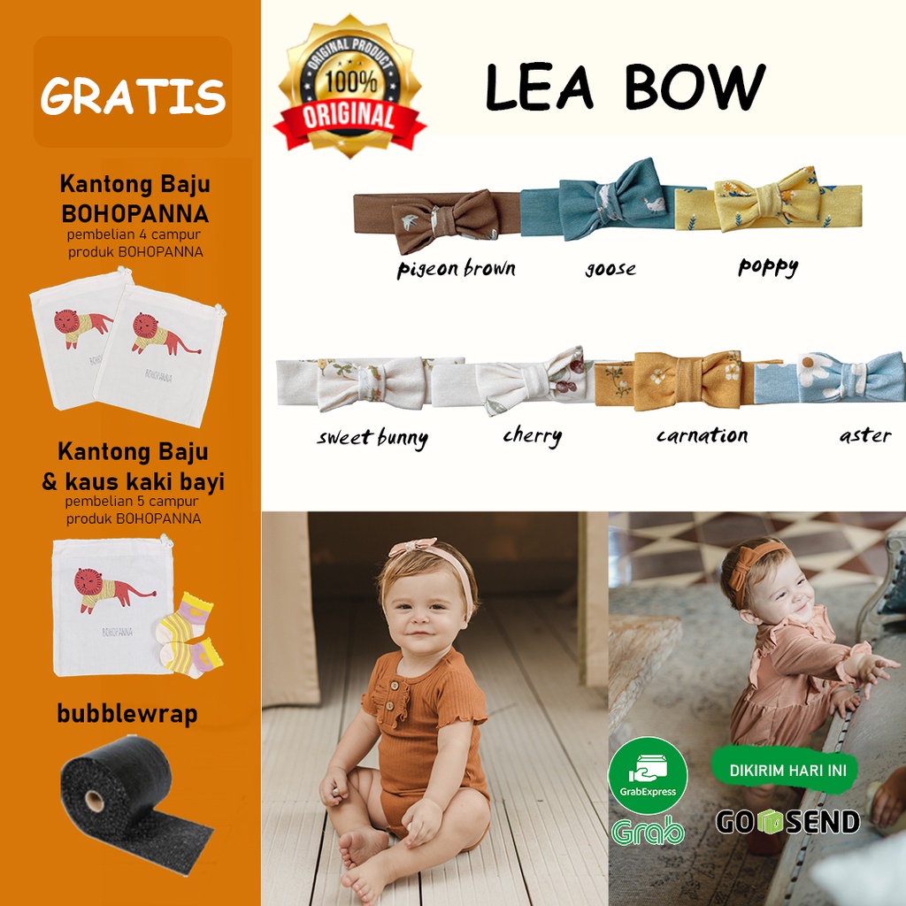 BOHO BABY EVA BOW LEA BOW BANDANA BAYI HEADBAND BAYI 100% KATUN BOHOBABY BOHOPANNA