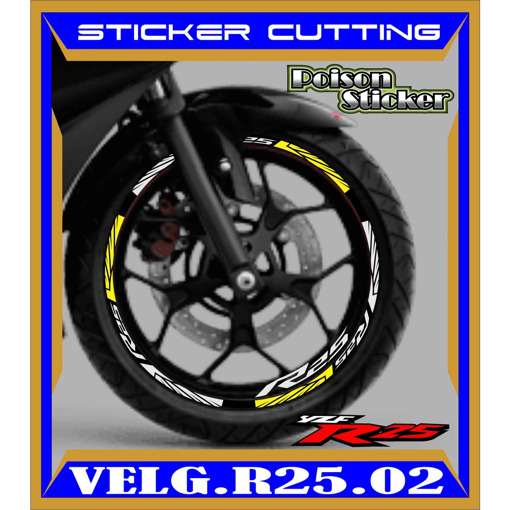 CUTTING STICKER VELG R25- STIKER LIS LIST VARIASI BAN/VELG YAMAHA R25 CODE 02