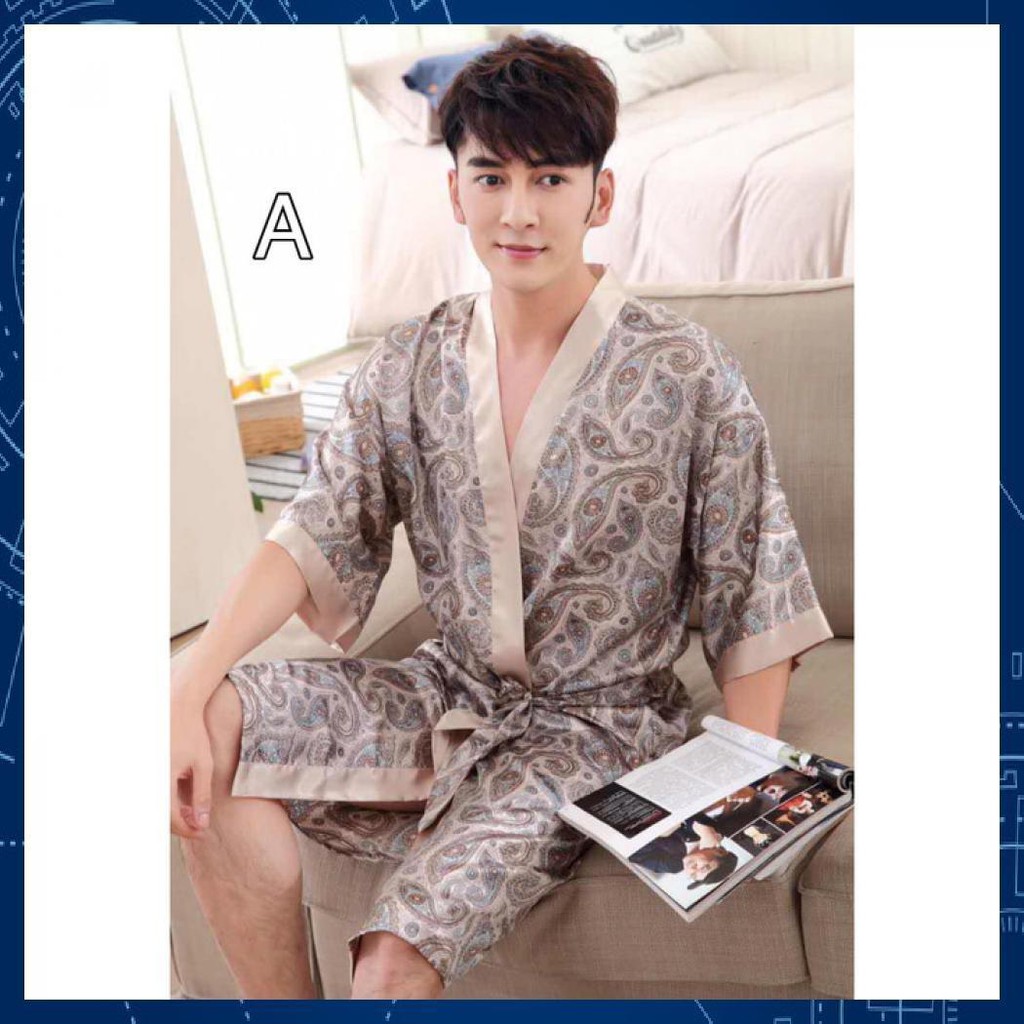 Kimono Pria Baju Tidur Kimono Renang Cowo Silk Satin Seserahan Nikah