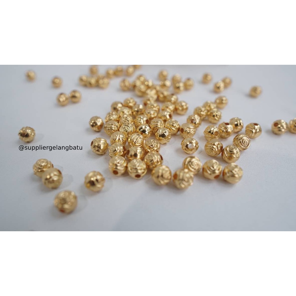 Aksesoris spacer BUNGA BULAT 8mm GOLD pembatas aksesoris gelang kalung