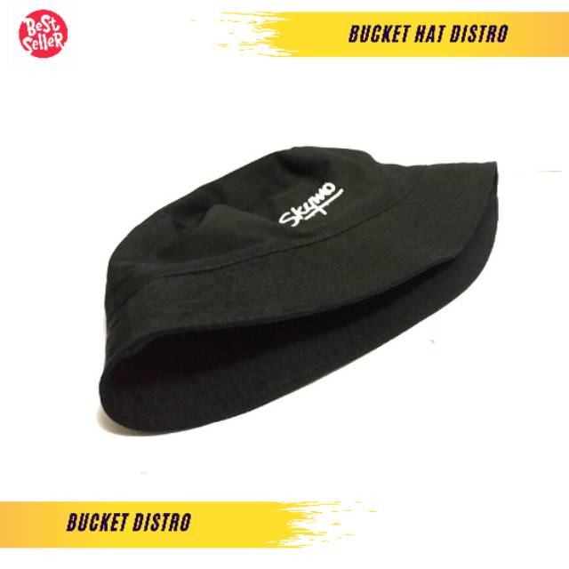 Topi Bucket Pria / Wanita Hat Hitam Bolak Balik - Bucket Hat Skymo