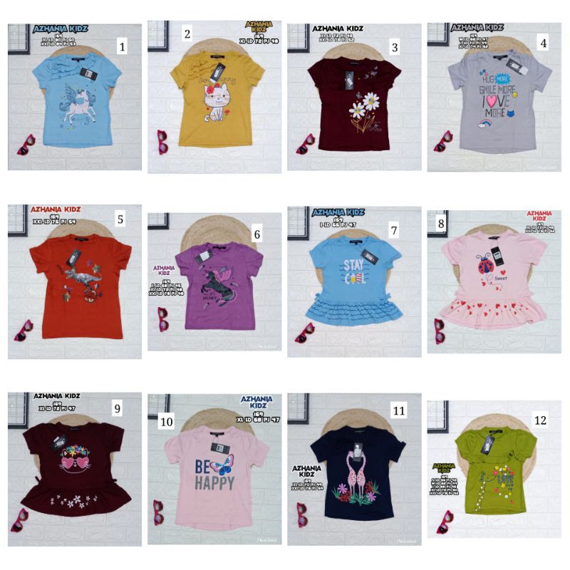 KAOS ANAK CEWEK LENGAN PENDEK AZHANIA