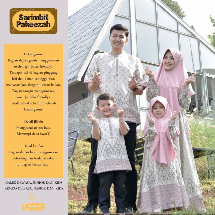 Set-Family-Muslim-Busana- Sarimbit By Oidokids Bisa Beli Satuan Gamis Atau Koko Saja - Merah Muda,