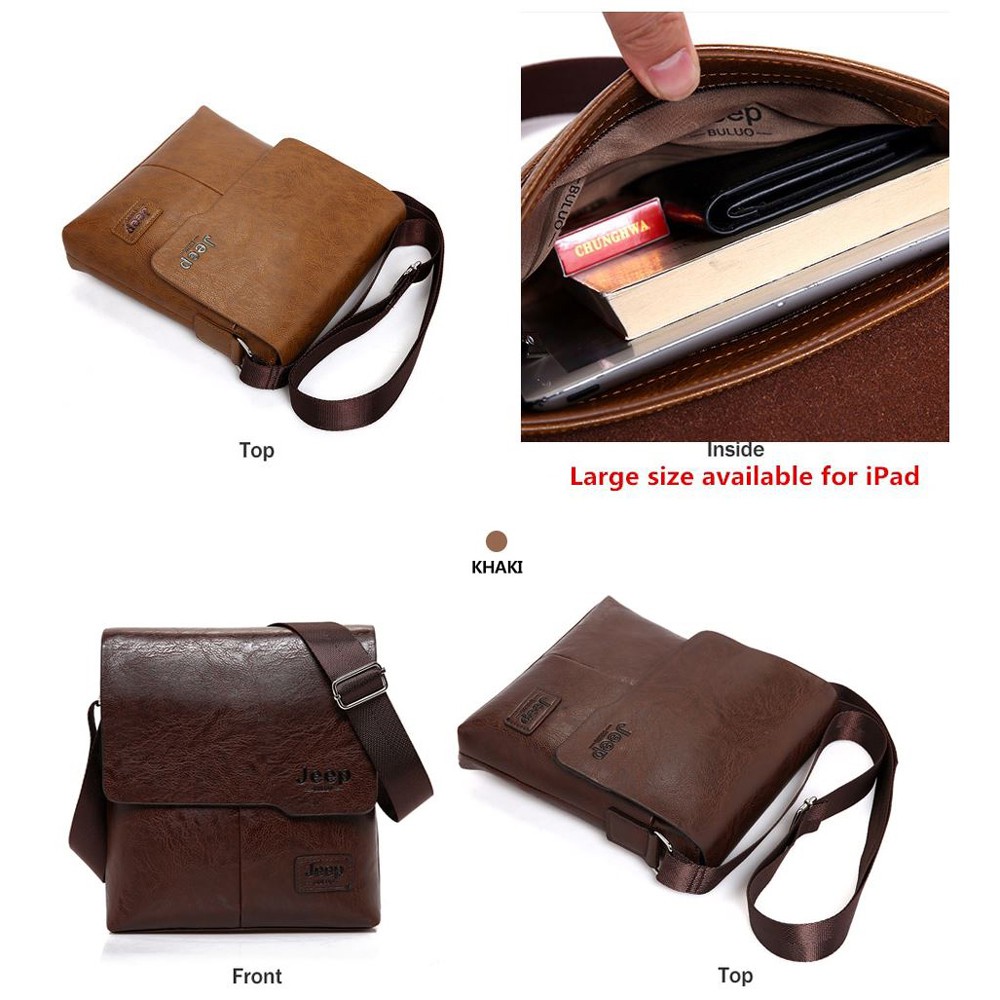 (KULIT ASLI) Tas Selempang + DOMPET / Messenger Bag Large Pria dengan Dompet - PI506 - Brown