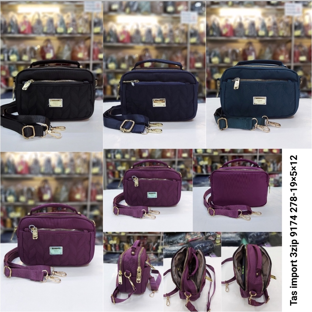 Tas import selempang parasut wanita