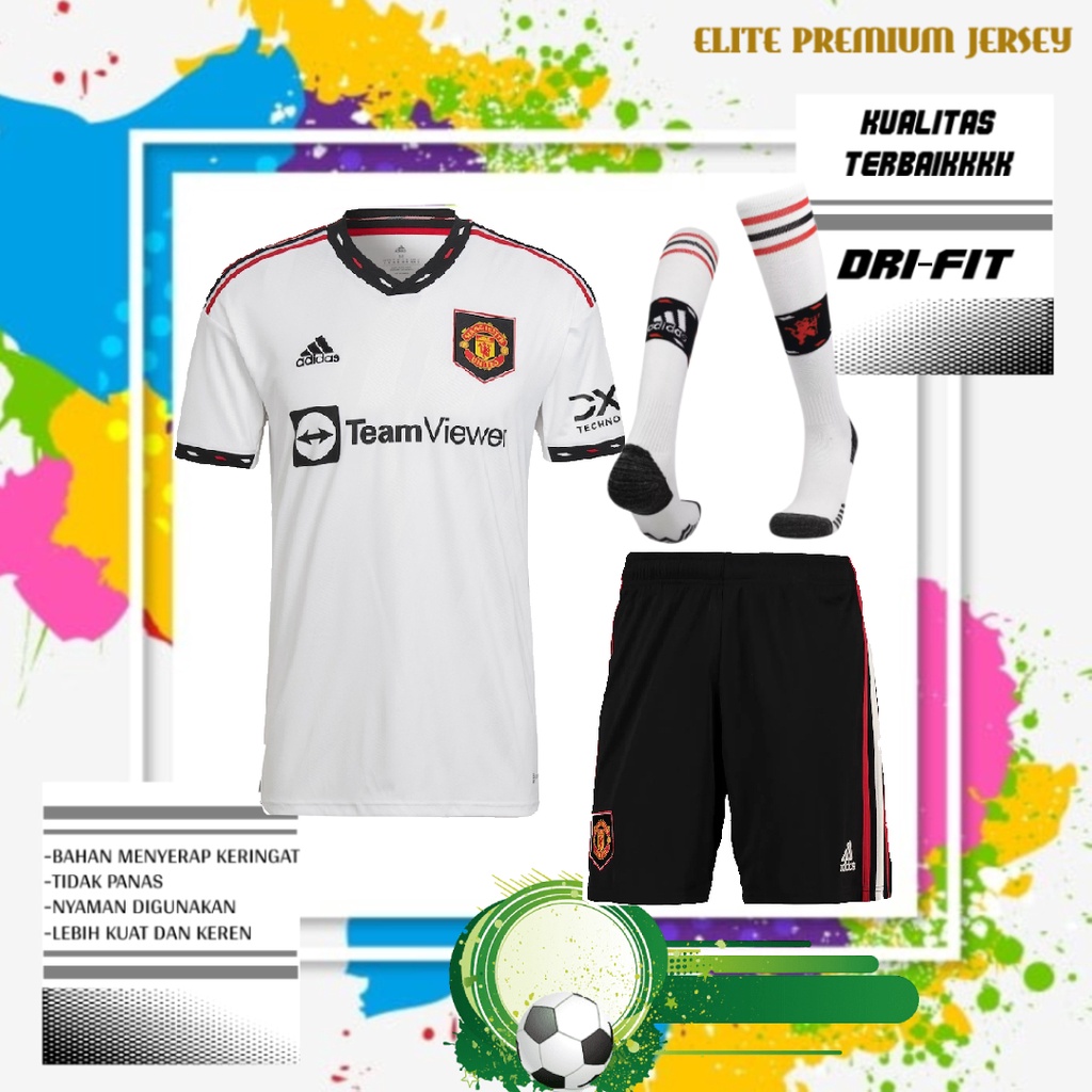 FULL SET JERSEY, CELANA & KAOS KAKI SEPAK BOLA MU AWAY 2022/2023 GRADE ORI KUALITAS TERBAIK | SETELA