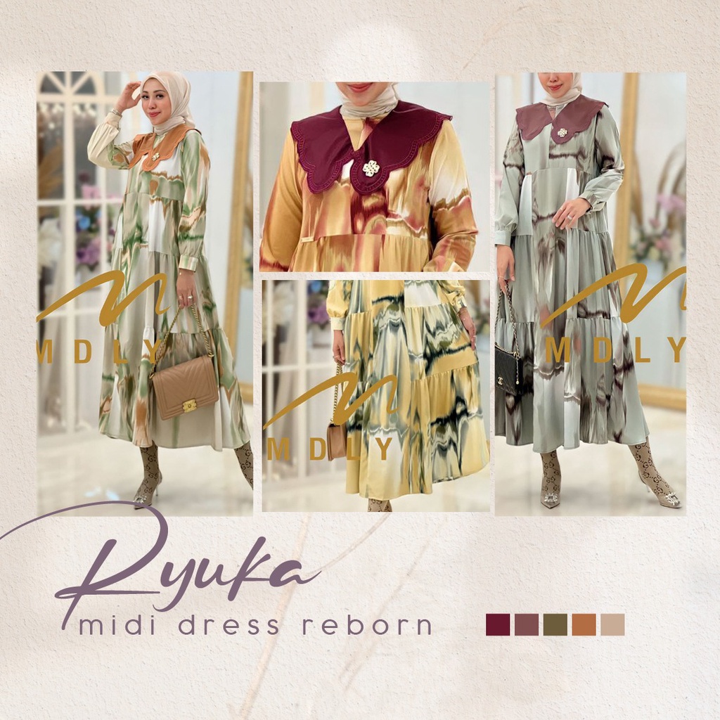 Fashion Muslim Terbaru Baju Gamis Midi Wanita Midi Dress Casual Mini Dress Mdly Gold Busui Frendly W