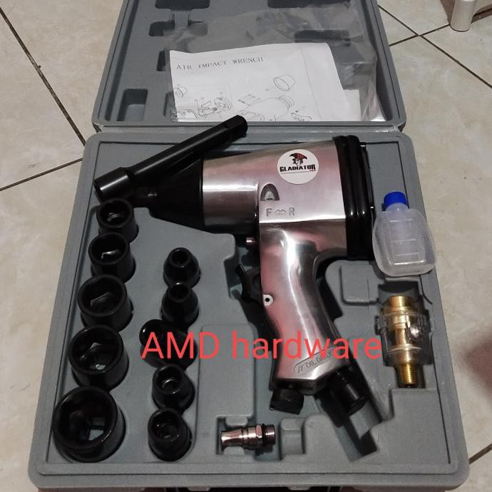 Air Impact Wrench Kit Set 1/2" alat Buka Baut sock angin kompresor NLG