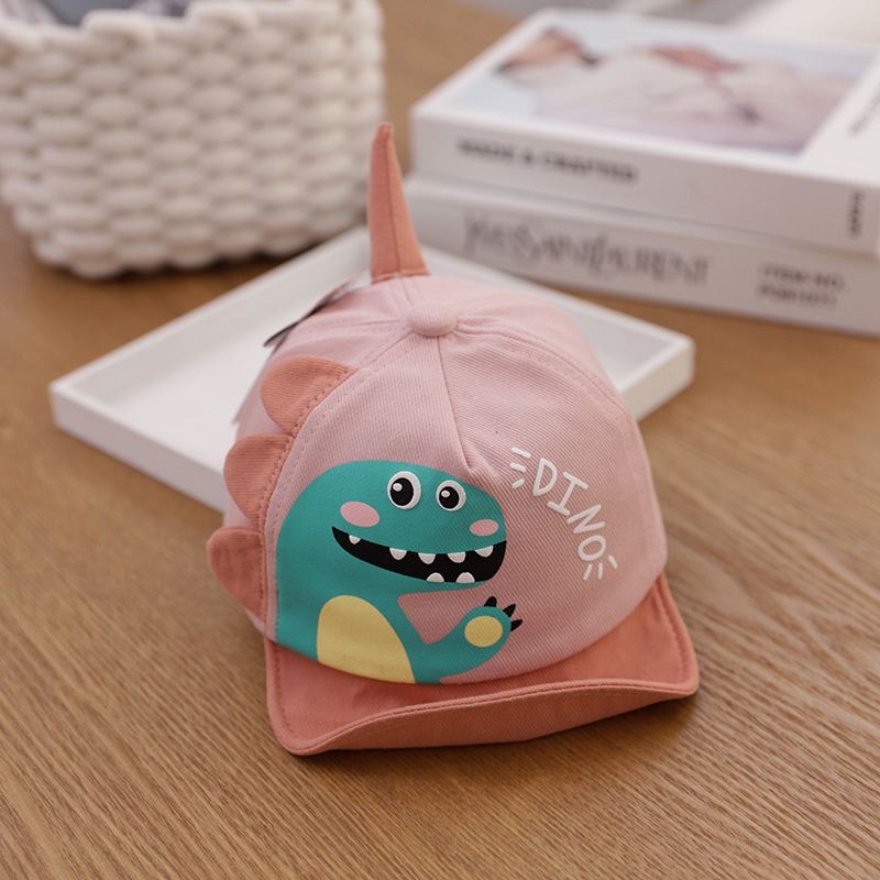 SB DINO TOPI BASEBALL ANAK Bayi Baby HAT CAP KIDS LUCU laki laki perempuan UNIVERSAL BISA UNTUK 6 BULAN-2TAHUN-Pink