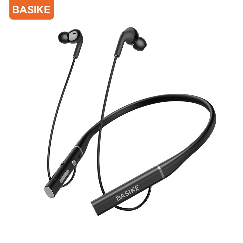 Headset Bluetooth Wireless Sport Music Magnetik Bass Stereo dengan Slot Kartu TF SD Mic Silikon In-Ear Earbuds IPX7 Waterproof