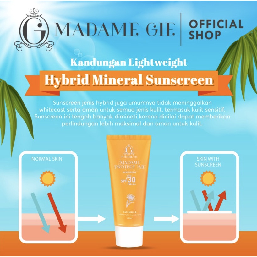 Madame Gie Sunscreen Protect Me SPF 30 Sunblock UV BPOM Original