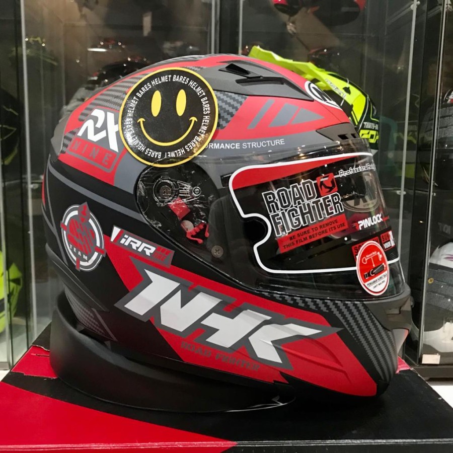 Helm Nhk Rx9 Black Red Doff Full Face Double Visor