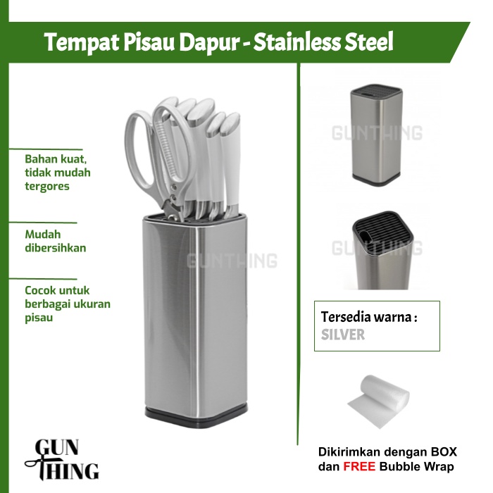 Tempat Pisau Dapur - Stainless Steel Premium / Stand Knife Holder - Multisize