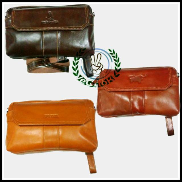 Tas Selempang Waistbag Handbag Kulit Sapi Asli - Hush Puppies Braun Buffel BHE567