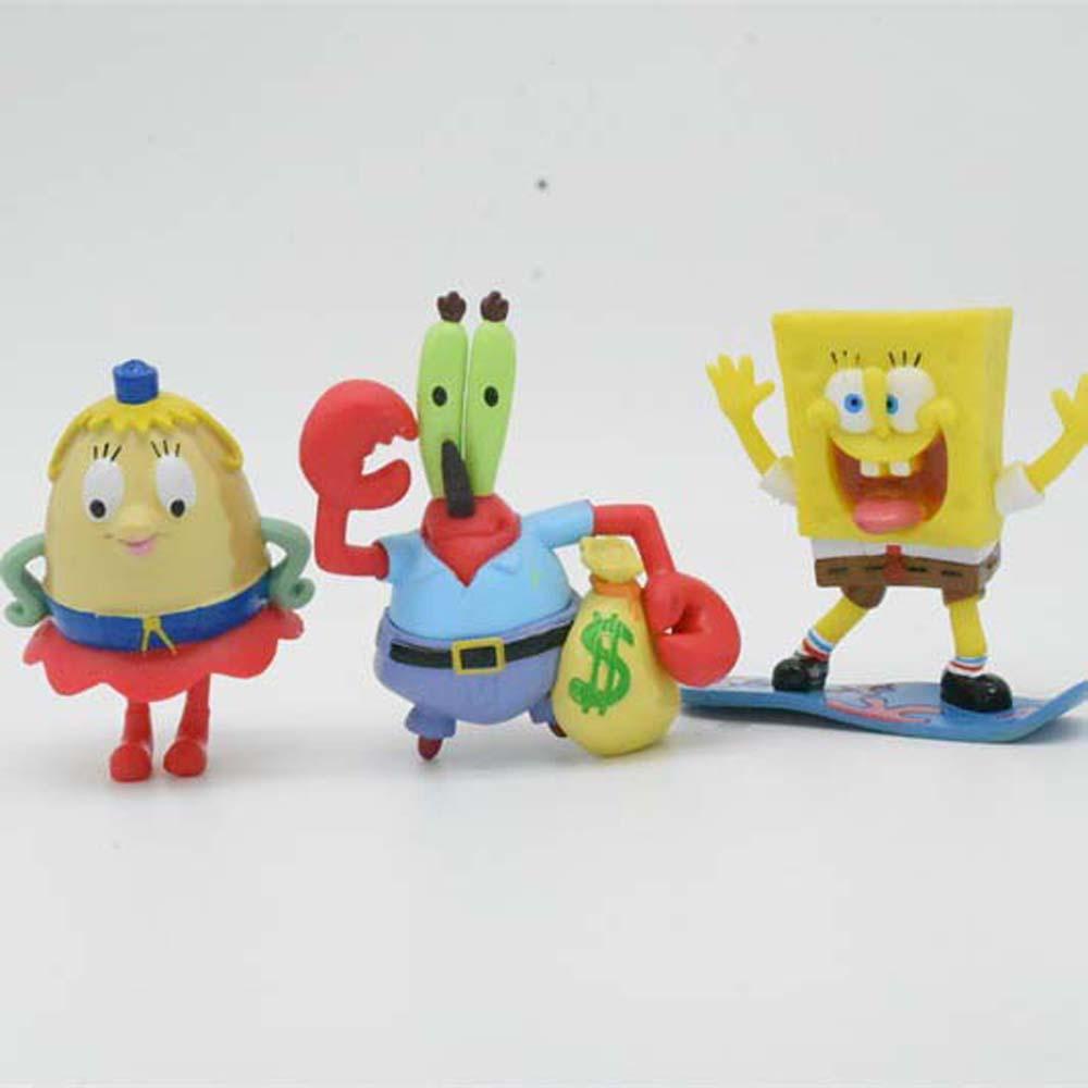 Needway   Action Figurine Mainan Anak 12pcs/set Ornamen Rumah Patrick Star Collection Model Pineapple House Dekorasi Desktop Crab boss Squidward SpongeBob