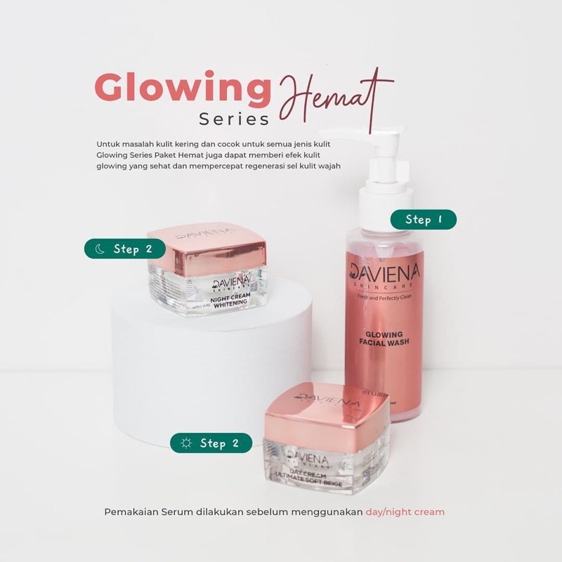 (PUSAT JAWA) Daviena Skincare | GLOWING SERIES |PEMUTIH WAJAH BPOM|DAVINA SKINCARE-PAKET HEMAT GLOWING