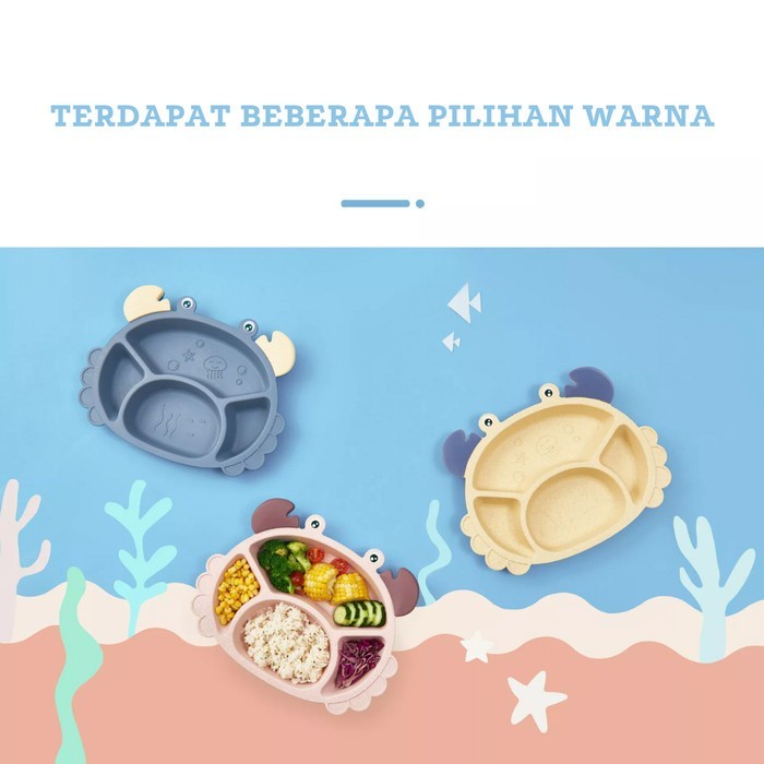 Tempat Makanan Bayi Balita Tempan Makanan Sebaguna Murah Piring Makan Anak Karakter Kepiting 4 Sekat