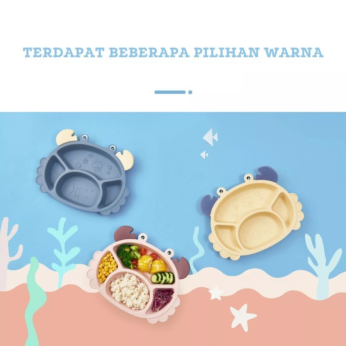 Tempat Makanan Bayi Balita Tempan Makanan Sebaguna Murah Piring Makan Anak Karakter Kepiting 4 Sekat