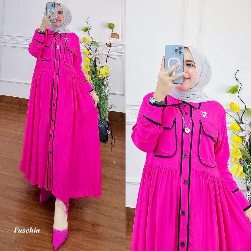 MIDI BUSUI FRENDLY DRESS MUSLIM POLOS ZAFIRA DRES  BAHAN RAYON TWILL  KOREA DRESS JUMBO MIDDI DRES TERBARU MIDDI DRESS MIDDI POLOS