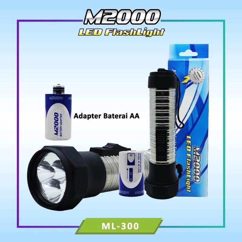 M2000 LED Flashlight Powerful Light Emitting Diode Flashlight ML-300 / Lampu senter Serbaguna