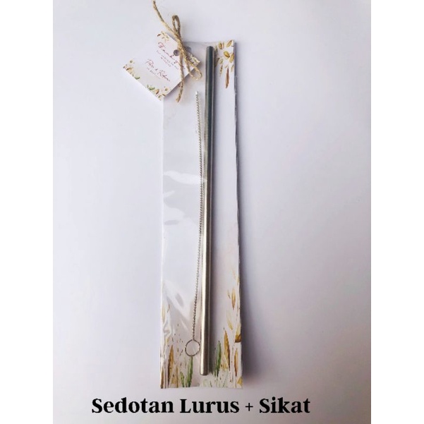 Sedotan Stainless Rustic /souvenir nikah, aqiqah, tasyakuran custom/sedotan stainless murah-S.lurus+sikat