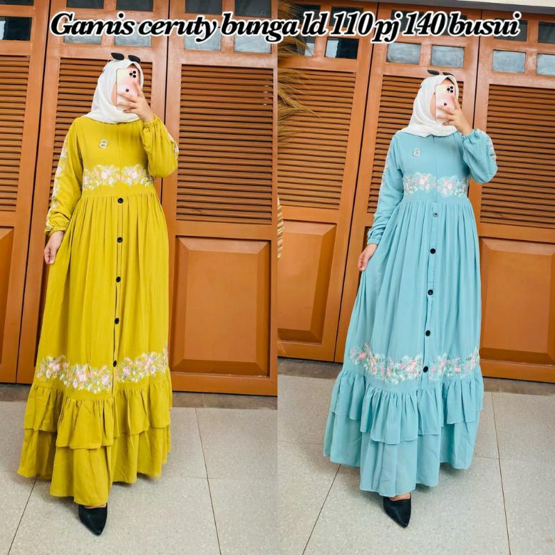 GAMIS CERUTY BUNGA/GAMIS TERBARU/GAMIS BORDIR