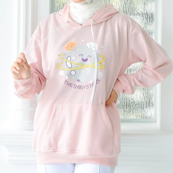 Sweater Hoodie Wanita Korean Style The ShinyStars-Pink