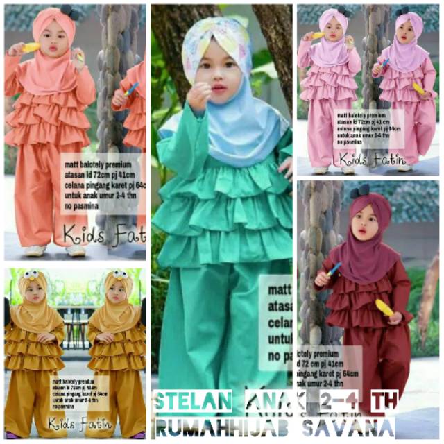 Fathin set gamis anak setelan celana tanpa jilbab