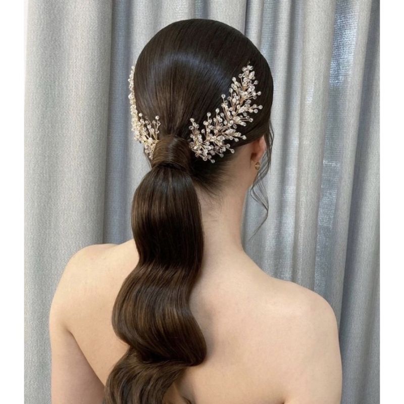 Sepasang hair piece kristal rambat hiasan rambut pengantin