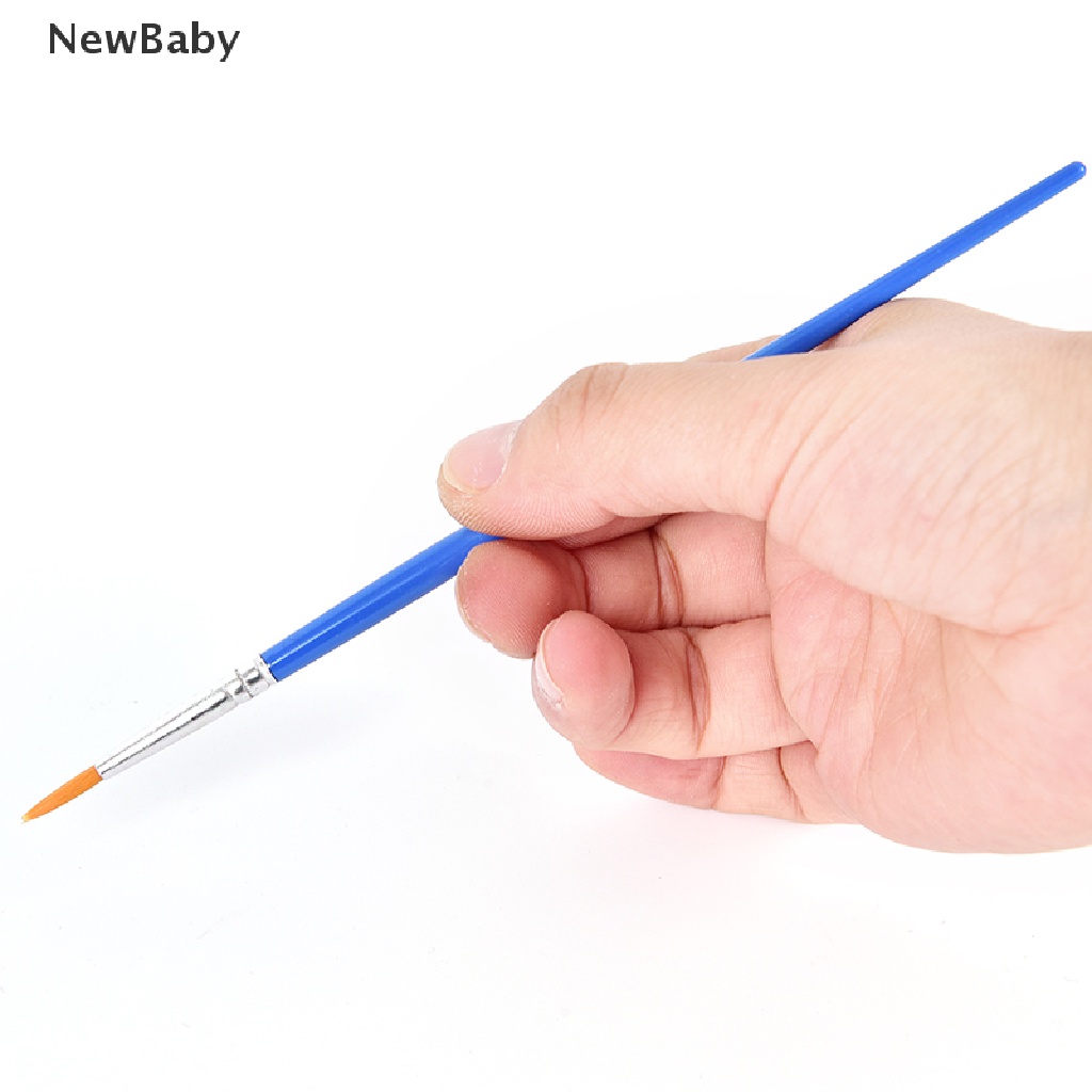 NewBaby 10Pcs Nylon Hair Artist Paint Brush Acrylic Watercolor Round Fine Hand Point Tip ID
