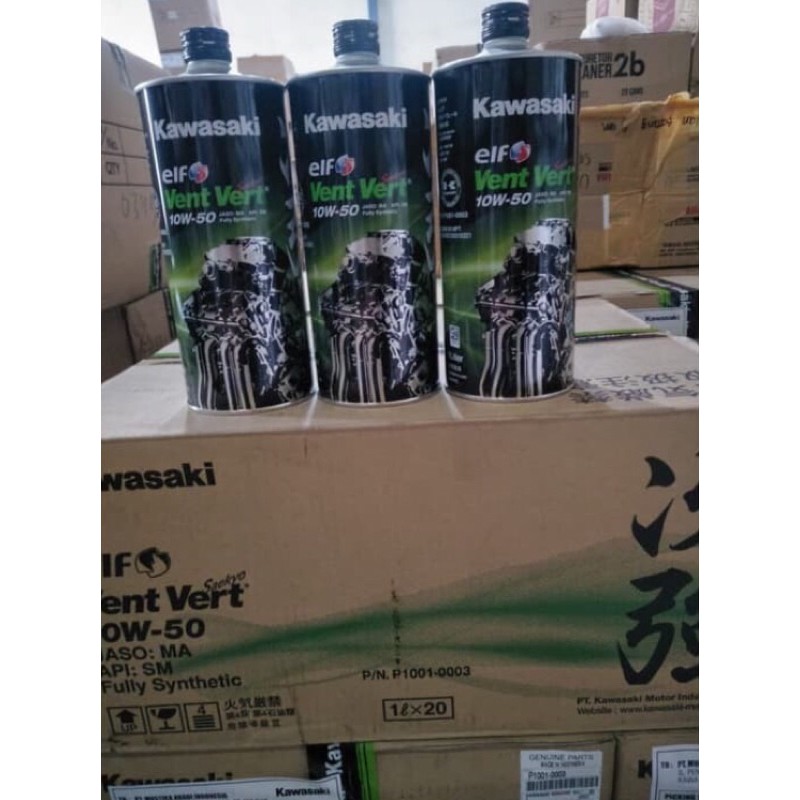 Oli Kawasaki ELF VENT VERT 1Liter 10W-50 Jaso MA API : SM  Fully Synthetic Original Oil elf kawasaki