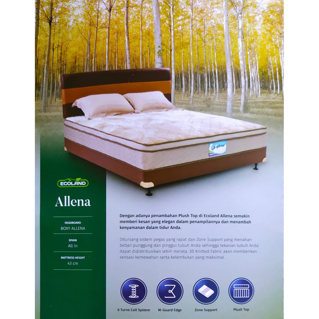 OK Spino Ecoland Springbed Bedset Boxi Allena Garansi Pir 10 Tahun