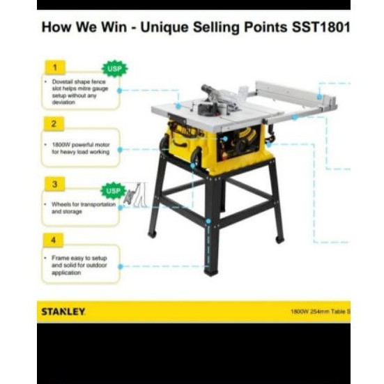 Stanley Mesin Gergaji potong table saw 10 inch SST1801 SST 1801