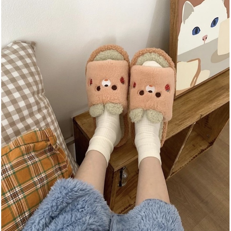 TERMURAH!!! Sendal Bulu Couple Sandal Bulu Lucu Korea Sandal Kamar Anti Slip