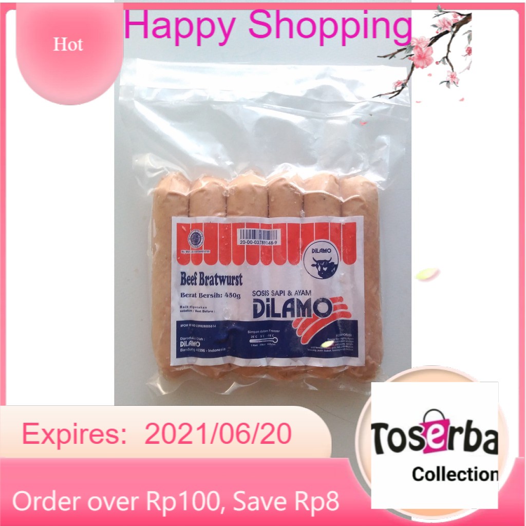 

Toserba Collection Dilamo Beef Bratwurst 450 gr Frozen Food Bandung -Cimahi