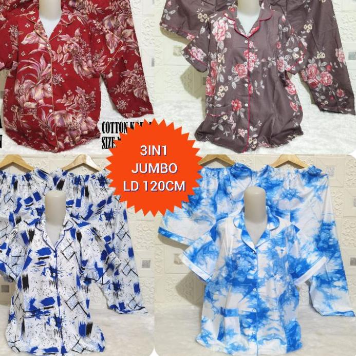 tnk168 PIYAMA 3IN1 JUMBO XXL-BAJU TIDUR 3IN1 JUMBO XXL-PIYAMA WANITA DEWASA KARAKTER/PIYAMA TIE DYE