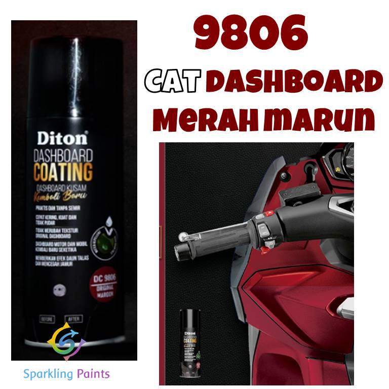 Pilok Diton Dashboard Coating 9806 Original Maroon / Dasbor Merah Marun 400ml