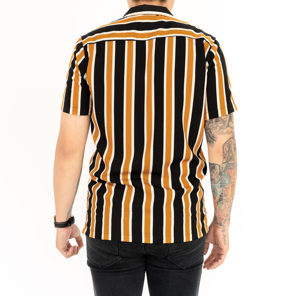 Mensfashionhouse Kemeja Stripe Pria Lengan Pendek Kasual Cowok Cowo Murah 8063