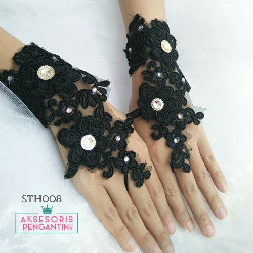 [STOK TERBATAS] SARUNG TANGAN WANITA BROKAT AKSESORIS PENGANTIN WEDDING GLOVES STH008
