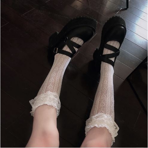 LS-05 Kaos Kaki RENDA LOVE Lace Cosplay Lolita Japan Jepang Socks Selutut Overknee