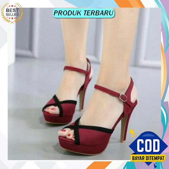 Sandal High Hils Sendal Haihils Wanita Import Kekinian Terbaru 2021 Heels Cewek Remaja Hels Cewe Kor