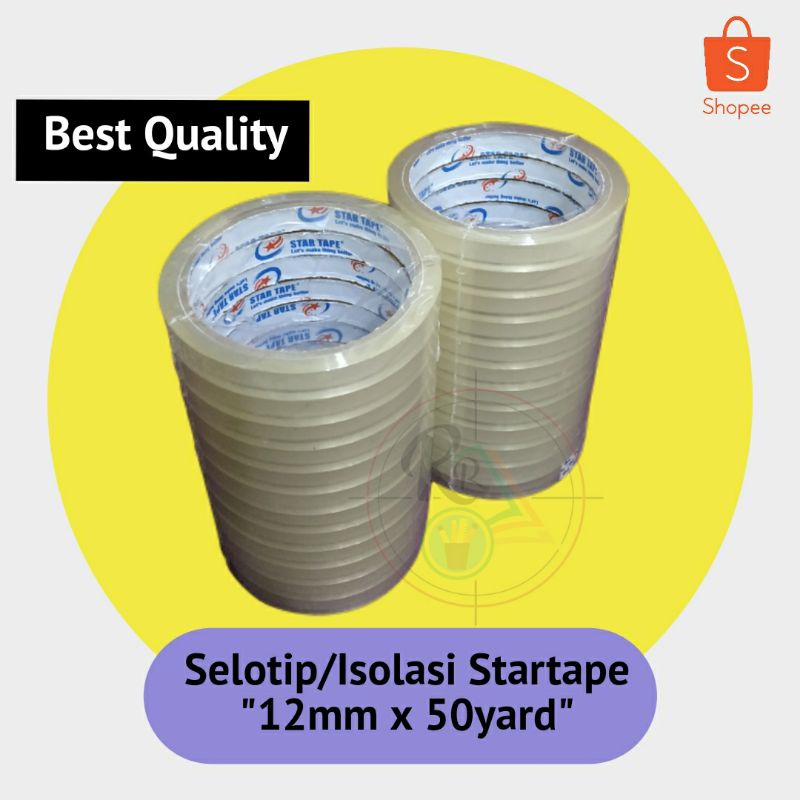

1pcs / Selotip / Isolasi / Selotape Startape 12mm x 50yard / Lakban Kecil / Selotip Kado / Isolasi Kado / Lem kado /Slotip