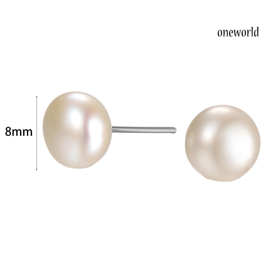 OW@ Earrings Simple Easy Matching Women Round Faux Pearl Ear Studs for Wedding