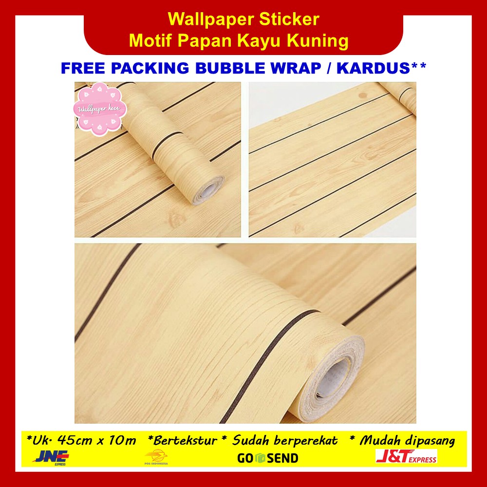Wallpaper Sticker Dinding Papan Kayu Kuning Walpaper Stiker