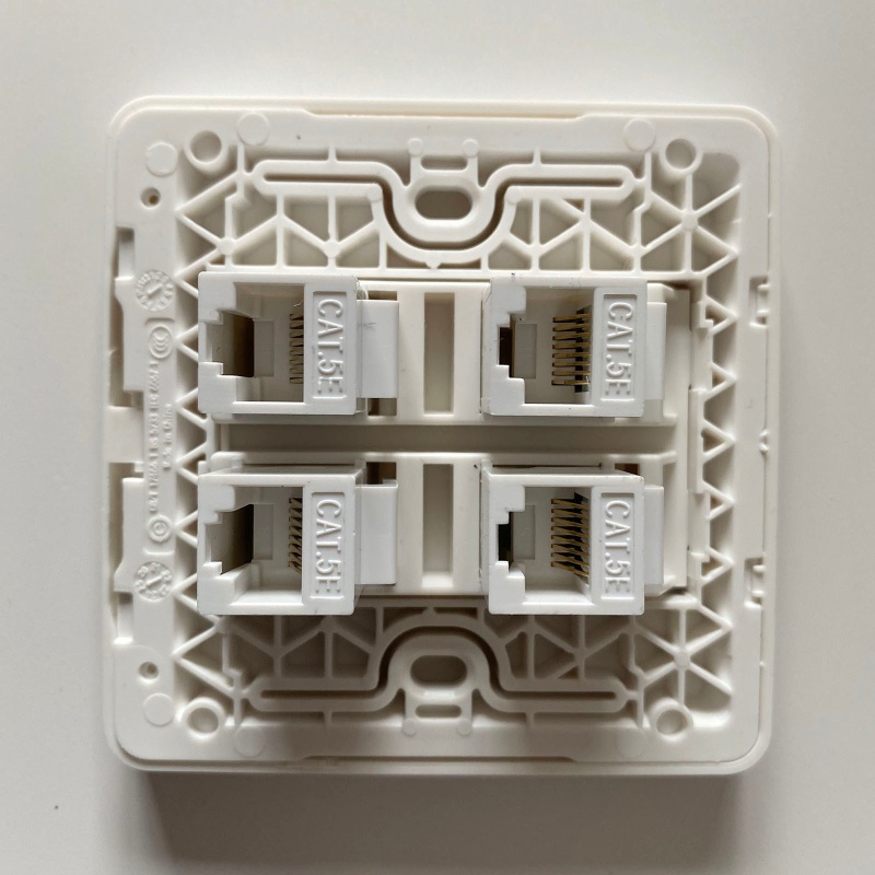 Vivi 2port RJ45 Plat Dinding Dengan Konektor Stopkontak Colokan Lurus Internet CAT5E Lan Socket Colokan Dinding